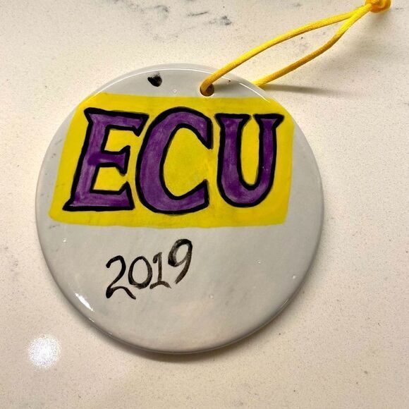 Handmade Christmas ECU Pirate 5" Ceramic Christmas Tree Holiday Ornament - Picture 4 of 6